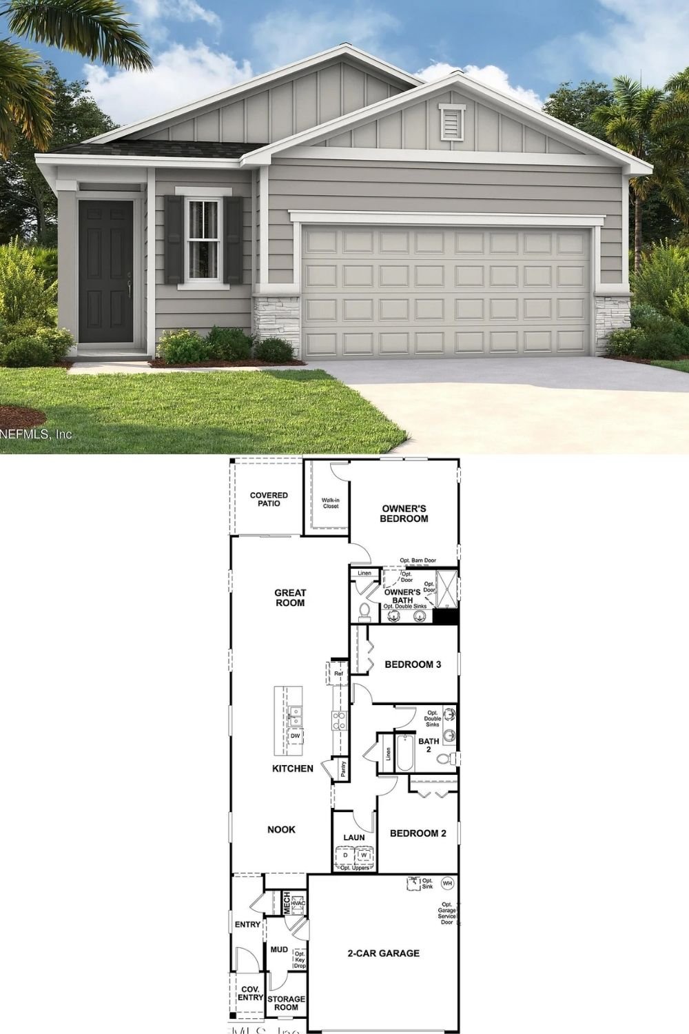 3-Bedroom Single Family Home with Covered Patio and Double Garage