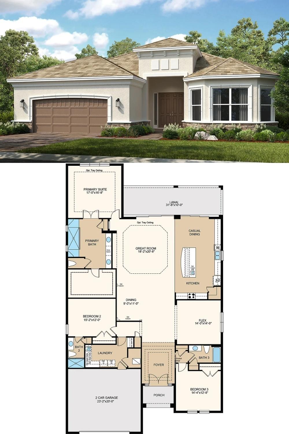 4-Bedroom Single Family Home with Covered Lanai and Double Garage 