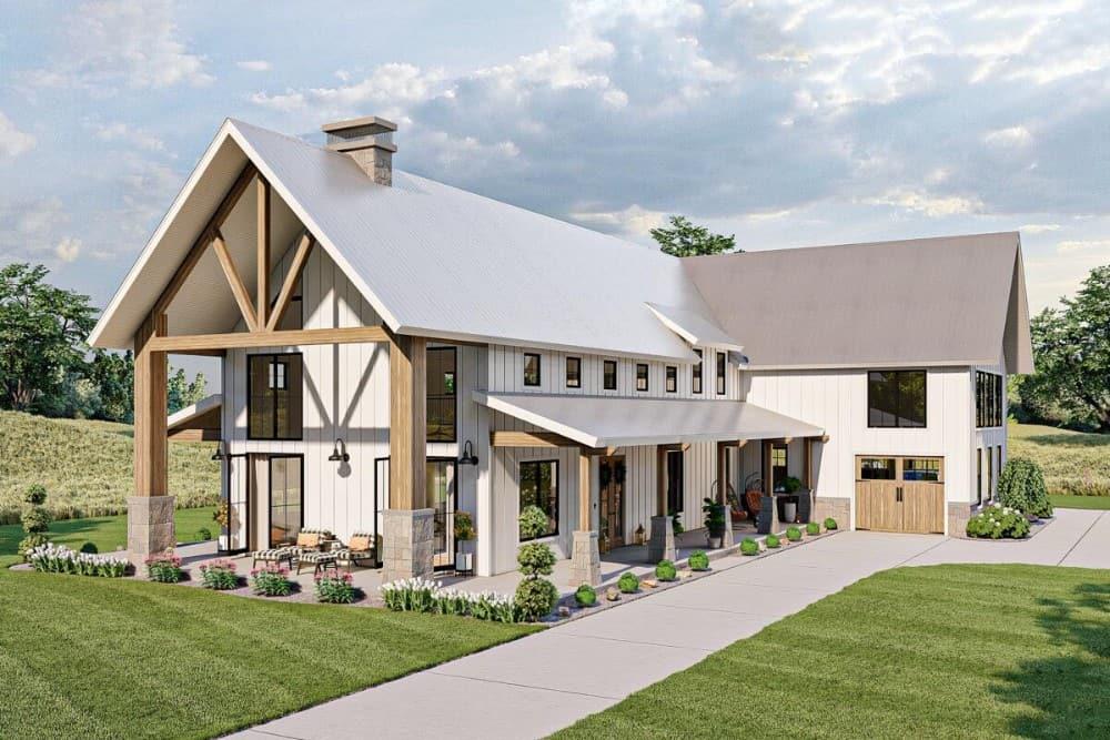 Explore the Timber Accents on This Modern Farmhouse Exterior