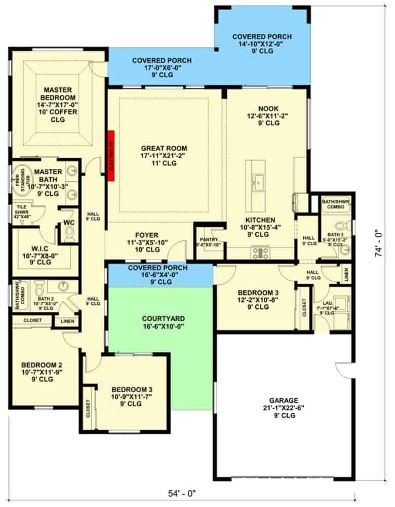 Explore This Thoughtfully Designed Floor Plan with Central Courtyard