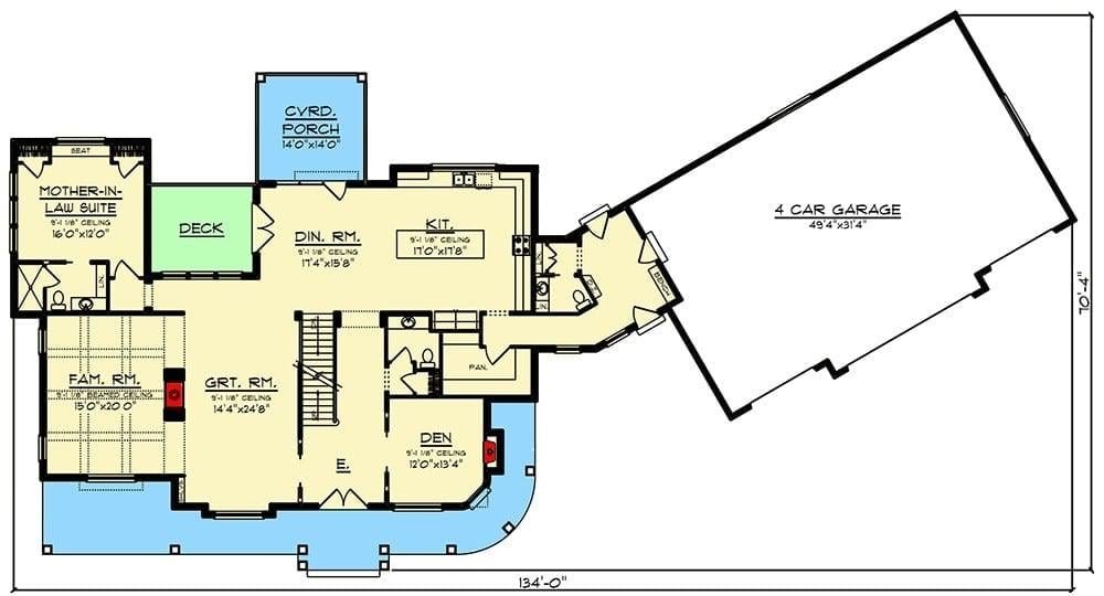 Spacious Home Layout with a Mother-in-Law Suite and Four-Car Garage
