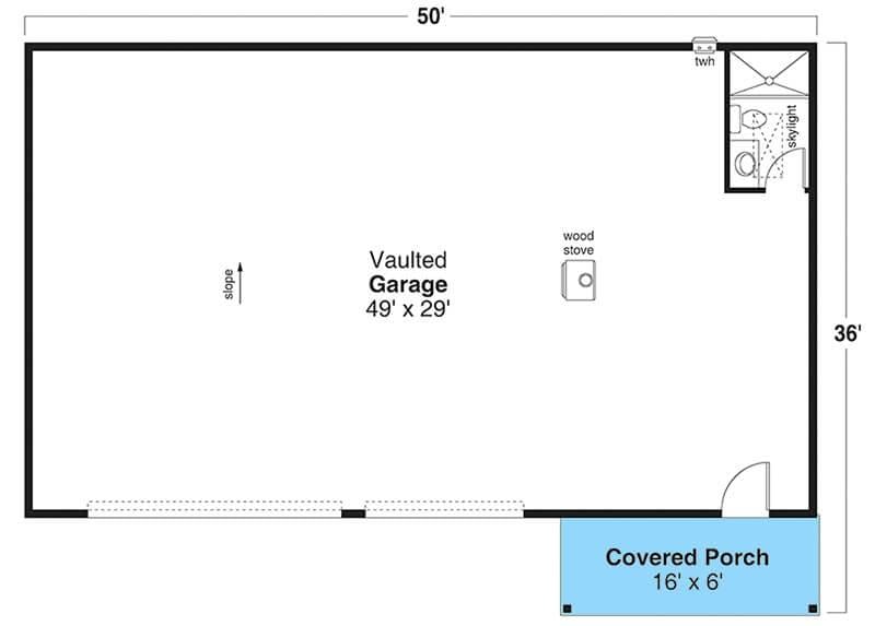 Explore This Vaulted Garage with a Handy Covered Porch