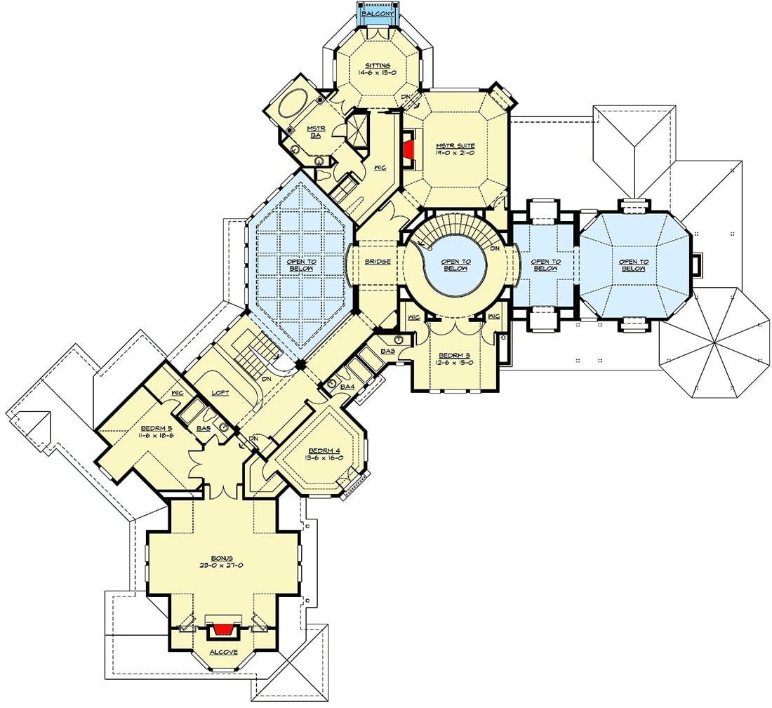 Intriguing Floor Plan with Multiple Open Areas and a Central Rotunda