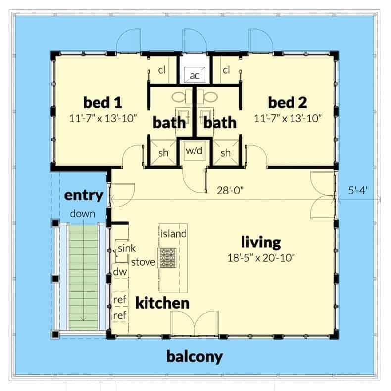 Open-Concept Living with a Balcony Retreat