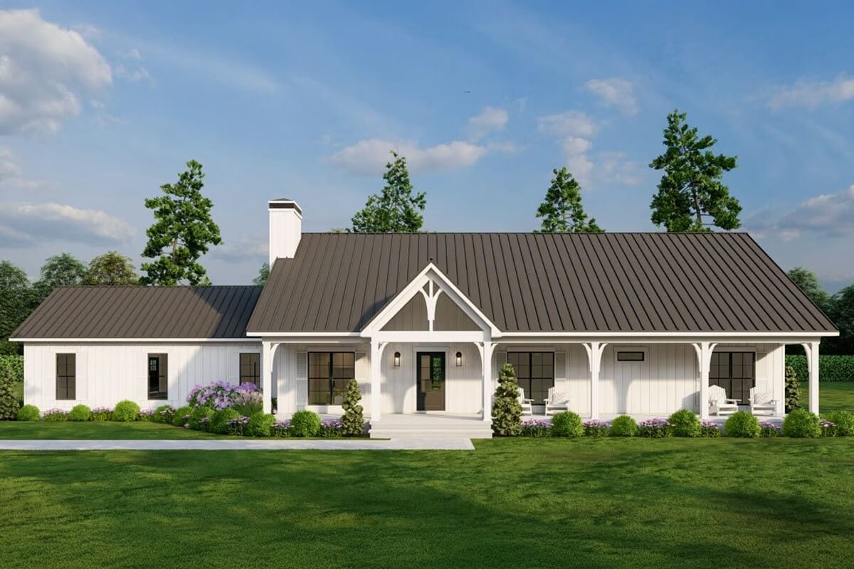 3-Bedroom Country Farmhouse with Covered Front Porch and Bonus Expansion (Floor Plan)