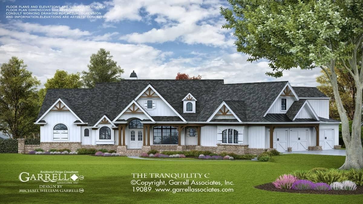 A Classic Farmhouse with Distinctive Gable Rooflines