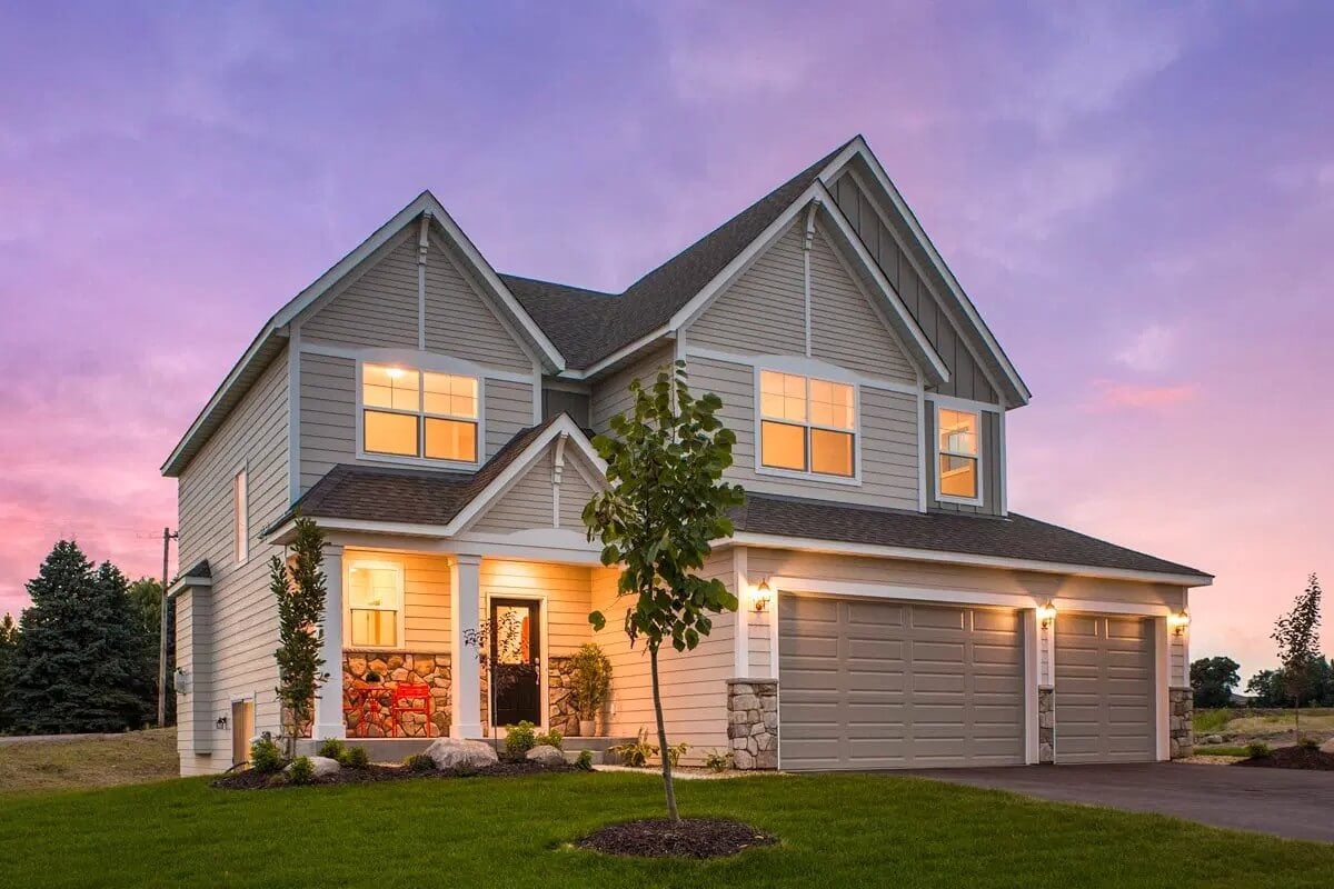 New American-Style 5-Bedroom Home with Front Porch and Expansion Below (Floor Plan)