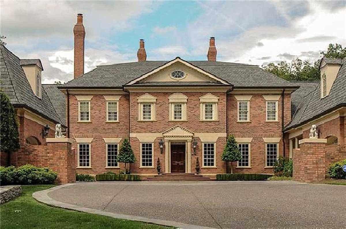 Classic Brick Facade with Symmetrical Design and Dormer Windows
