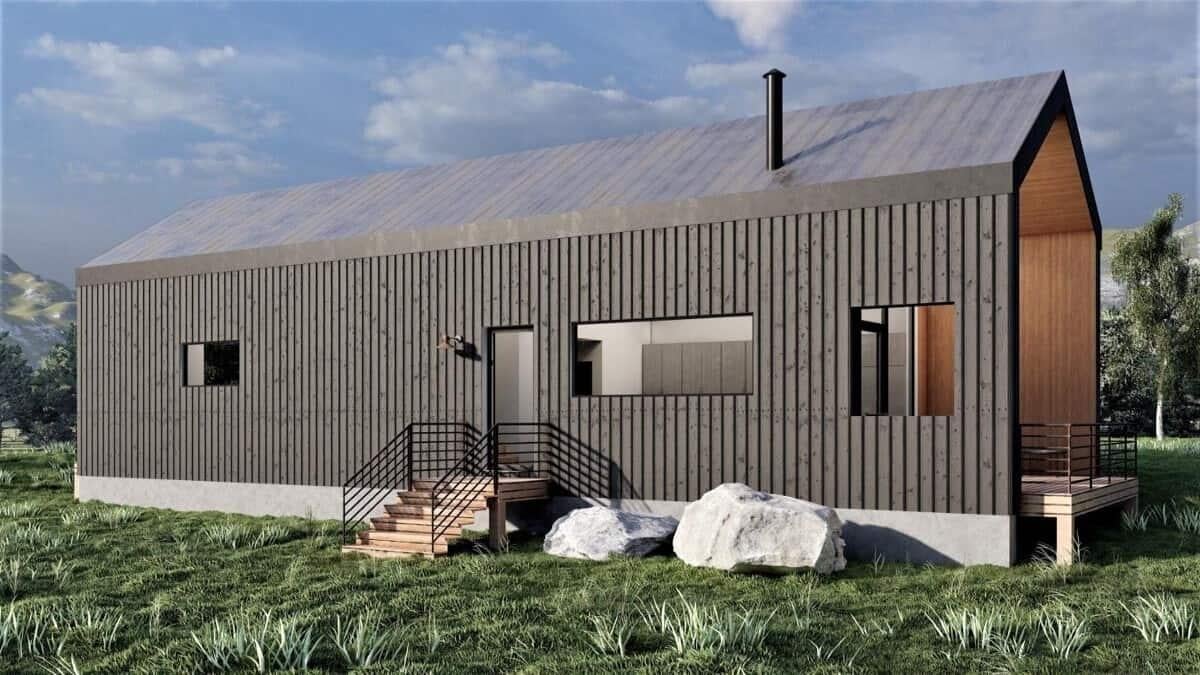 Explore This Sleek Cabin with Vertical Siding and Metal Roof