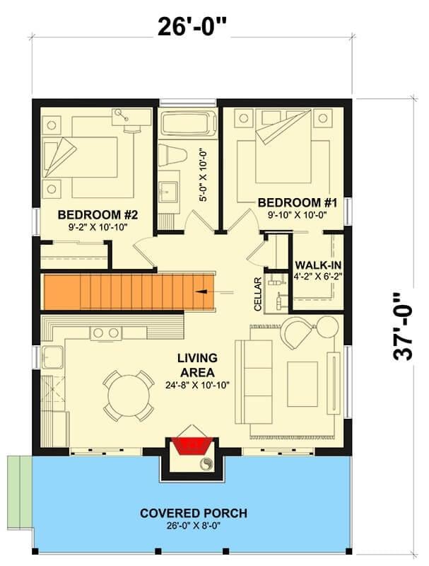 Compact Floor Plan with Efficient Use of Space