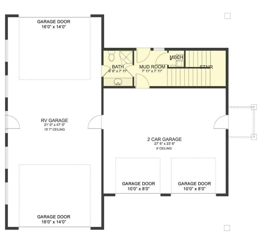 Versatile Garage Space with RV and Two-Car Options