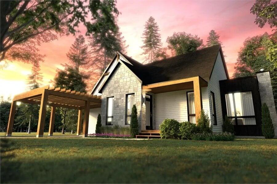 Check Out the Pergola Framing This Modern Cottage