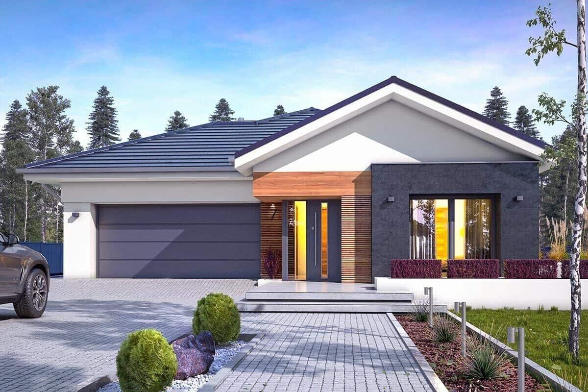 Sleek Modern Facade with a Touch of Warmth