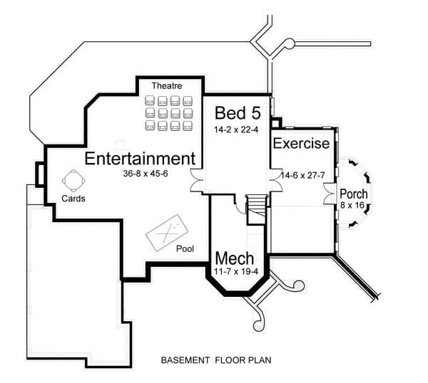 Explore This Multi-Functional Basement Layout with Entertainment Hub