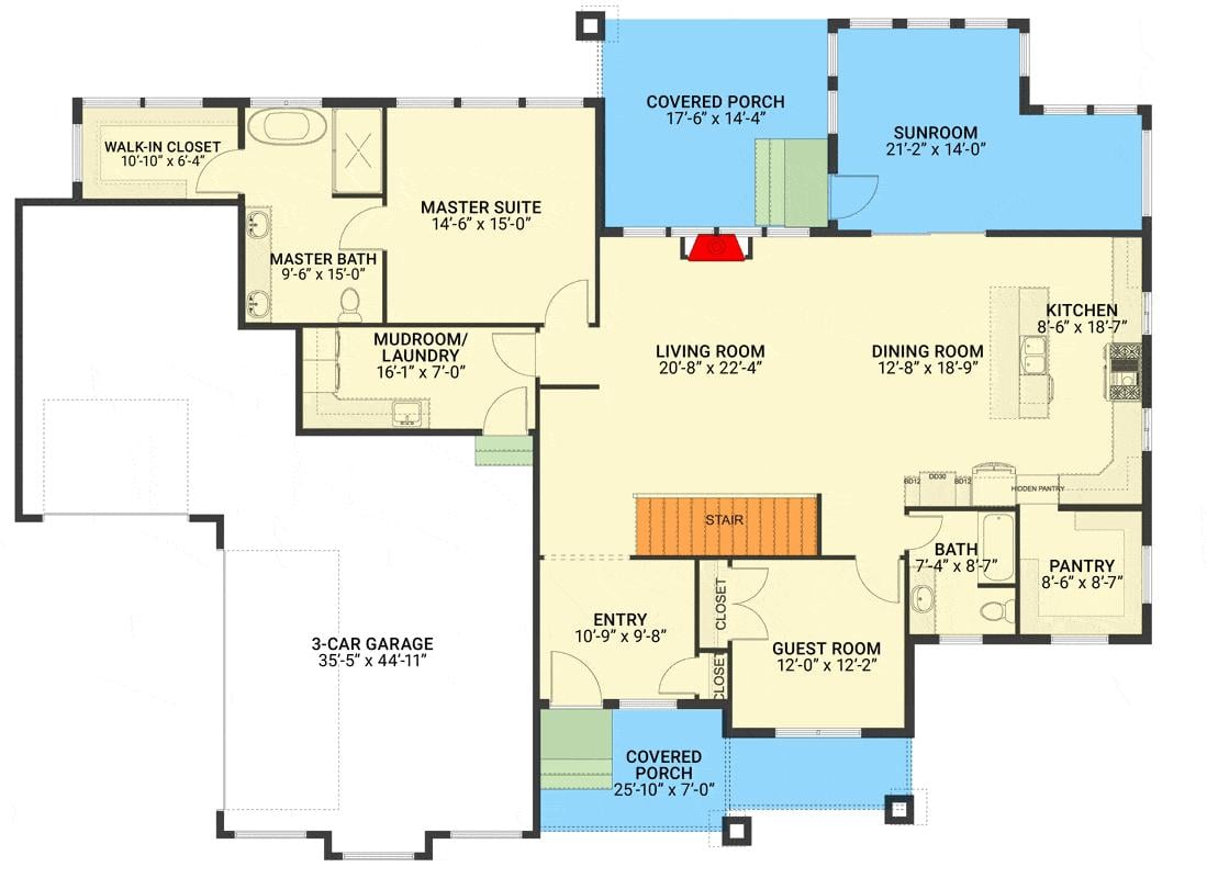 Explore This Spacious Floor Plan with Sunroom and Expansive Garage