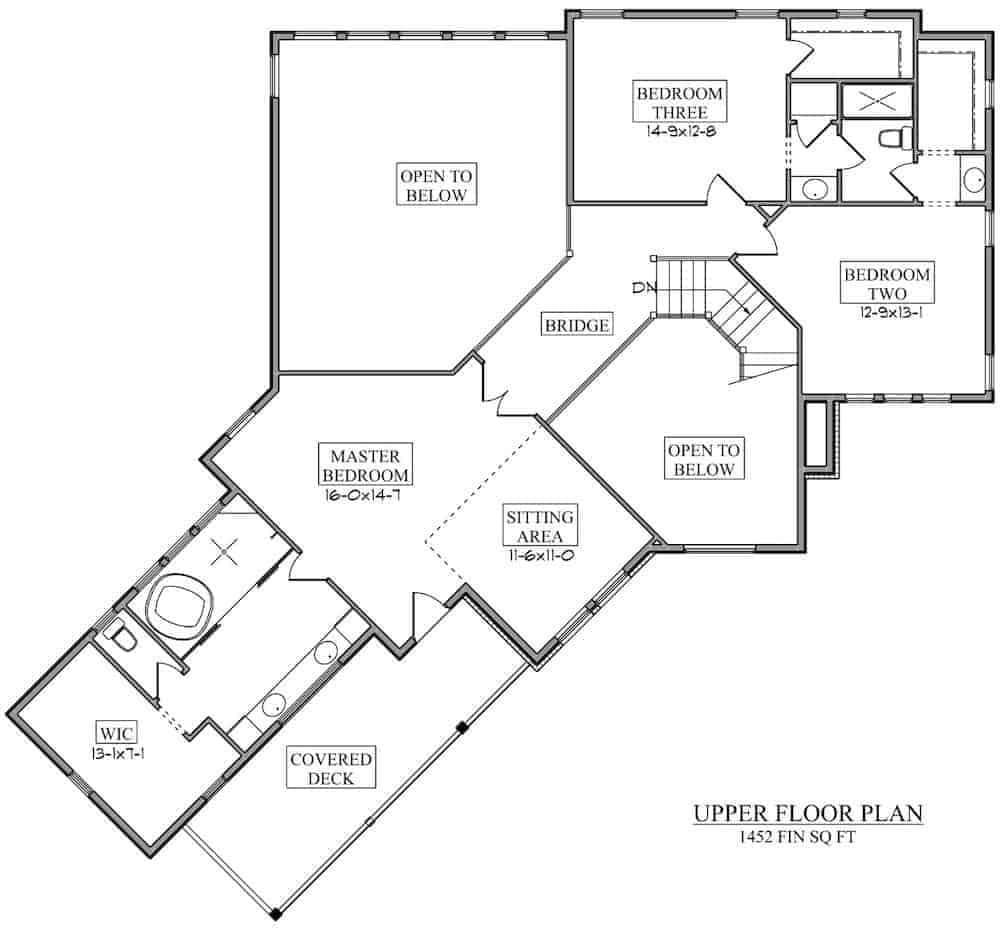 Explore This Upper Floor Plan with a Spacious Master Suite and Covered Deck