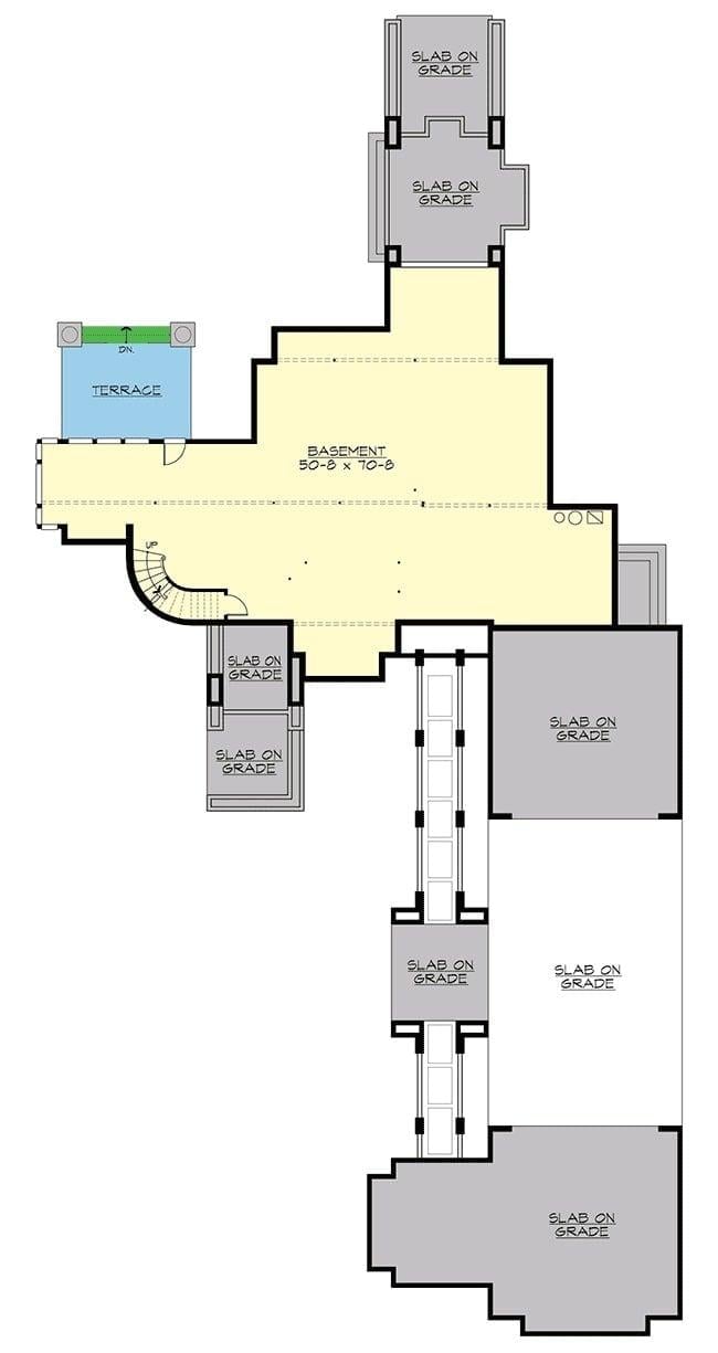 Exploring the Expansive Basement Layout with Terrace Access