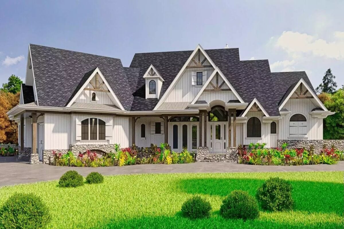 The Chamomile 4-Bedroom Craftsman Home with Angled Garage and Walkout Basement (Floor Plan)