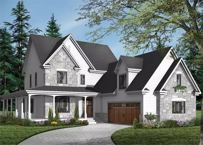 4-Bedroom The Turningdale Country-Style Home with Wraparound Porch and Bonus Space (Floor Plan)