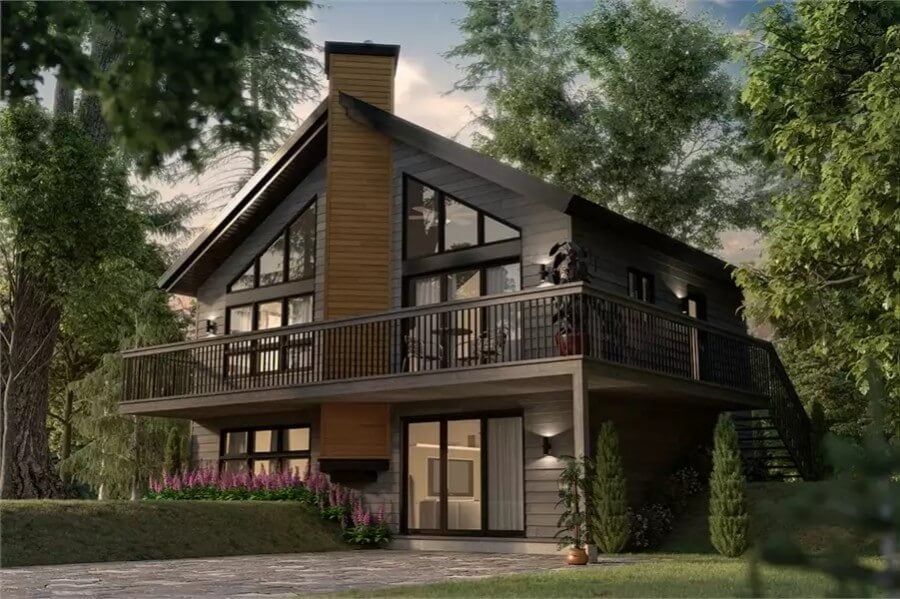 Craftsman-Style 3-Bedroom The Skybridge 1 Lake House with Wraparound Deck and Walkout Basement (Floor Plan)