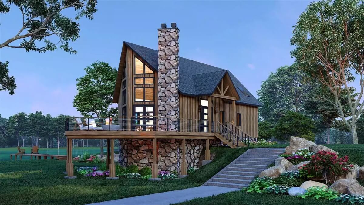 3-Bedroom Chalet-Style Home with Balcony and Wraparound Deck (Floor Plan)