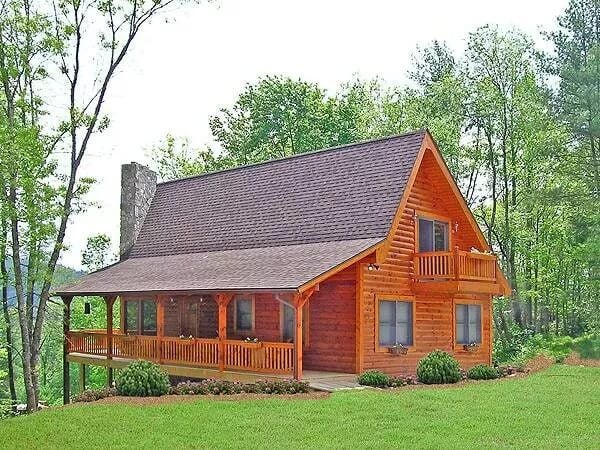 3-Bedroom Candlewood 2 Log Home with Wraparound Deck and Balcony (Floor Plan)