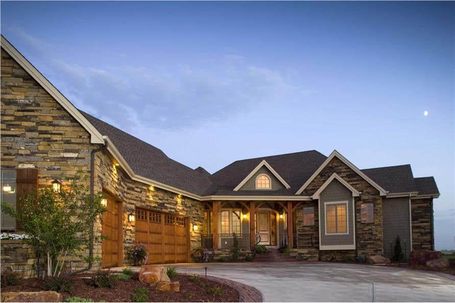 Rustic Stone Facade with Inviting Entryway