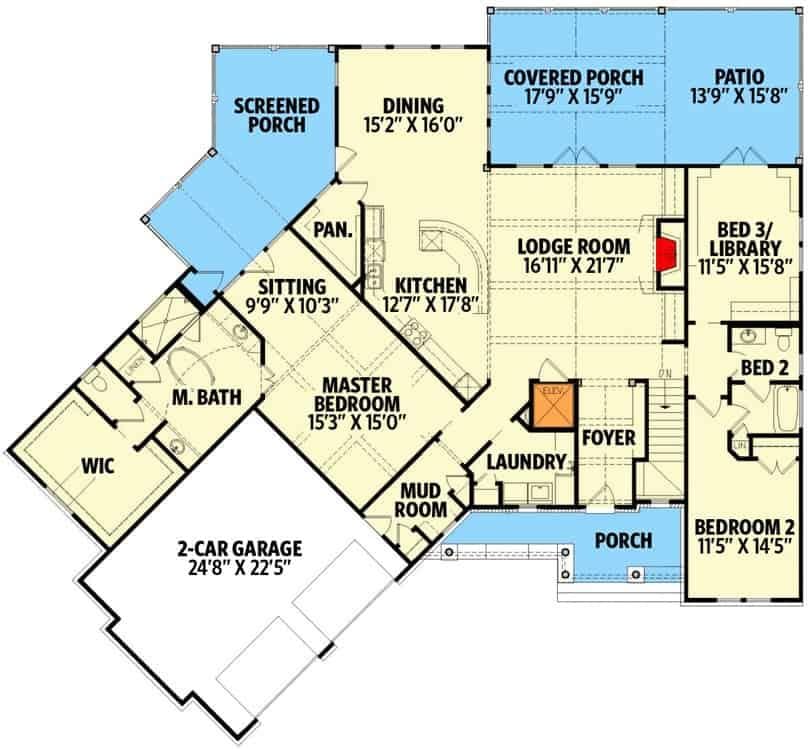 Explore the Spacious Lodge Room in This Home Layout