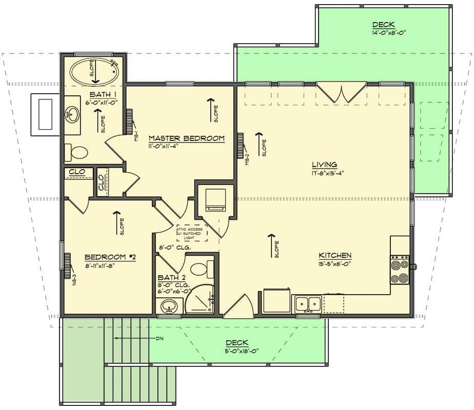 Explore the Open Layout with Dual Decks in This Floor Plan