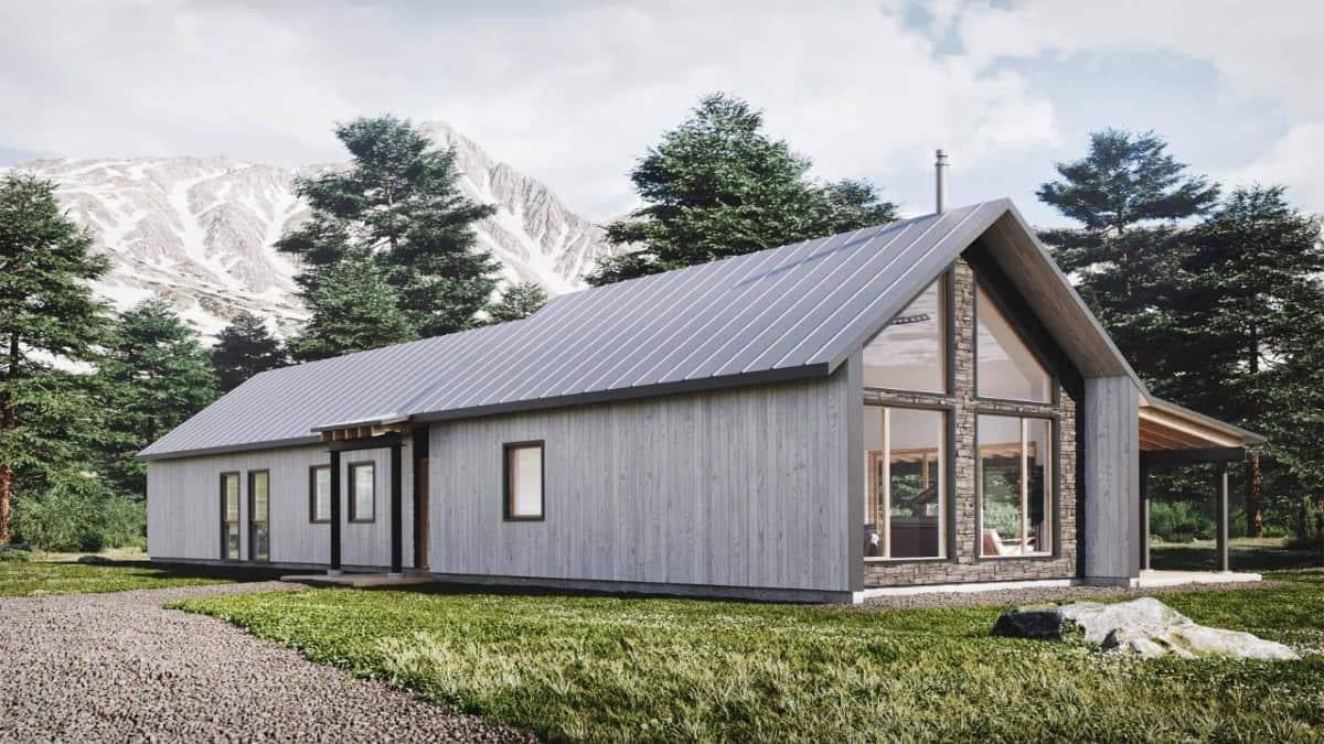 Mountain Retreat with Expansive Windows and Metal Roof