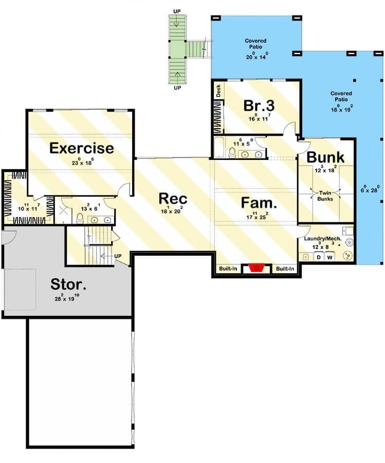 Explore the Versatile Lower Level with Exercise Room and Bunk Area