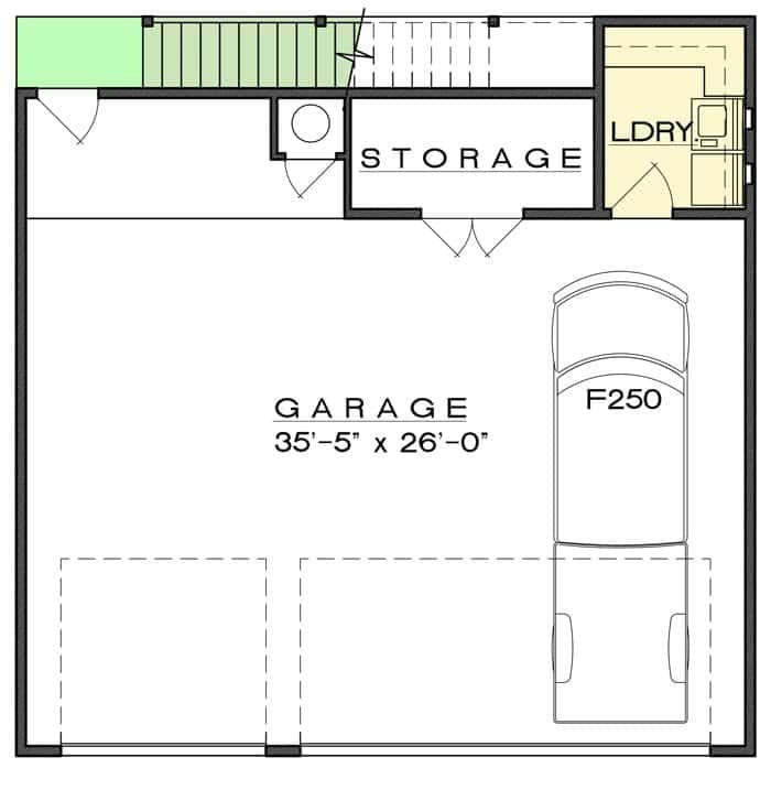 Spacious Garage with Integrated Storage and Laundry Space
