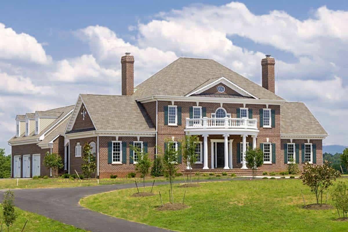 Classic Brick Colonial with Elegant Double Columns