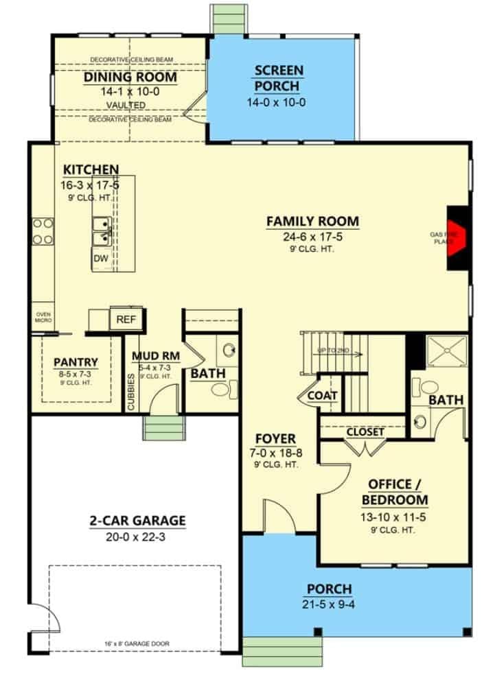 Spacious Open-Concept Floor Plan with Home Office