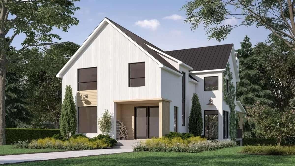 Modern Farmhouse with Striking Black Roof