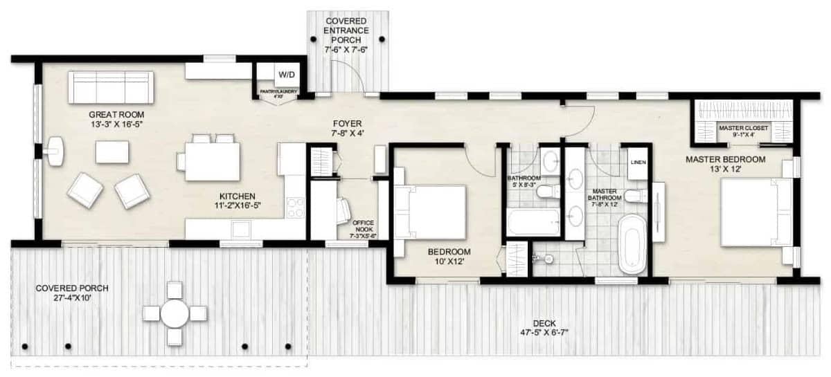 Explore This Open-Concept Layout with a Spacious Deck