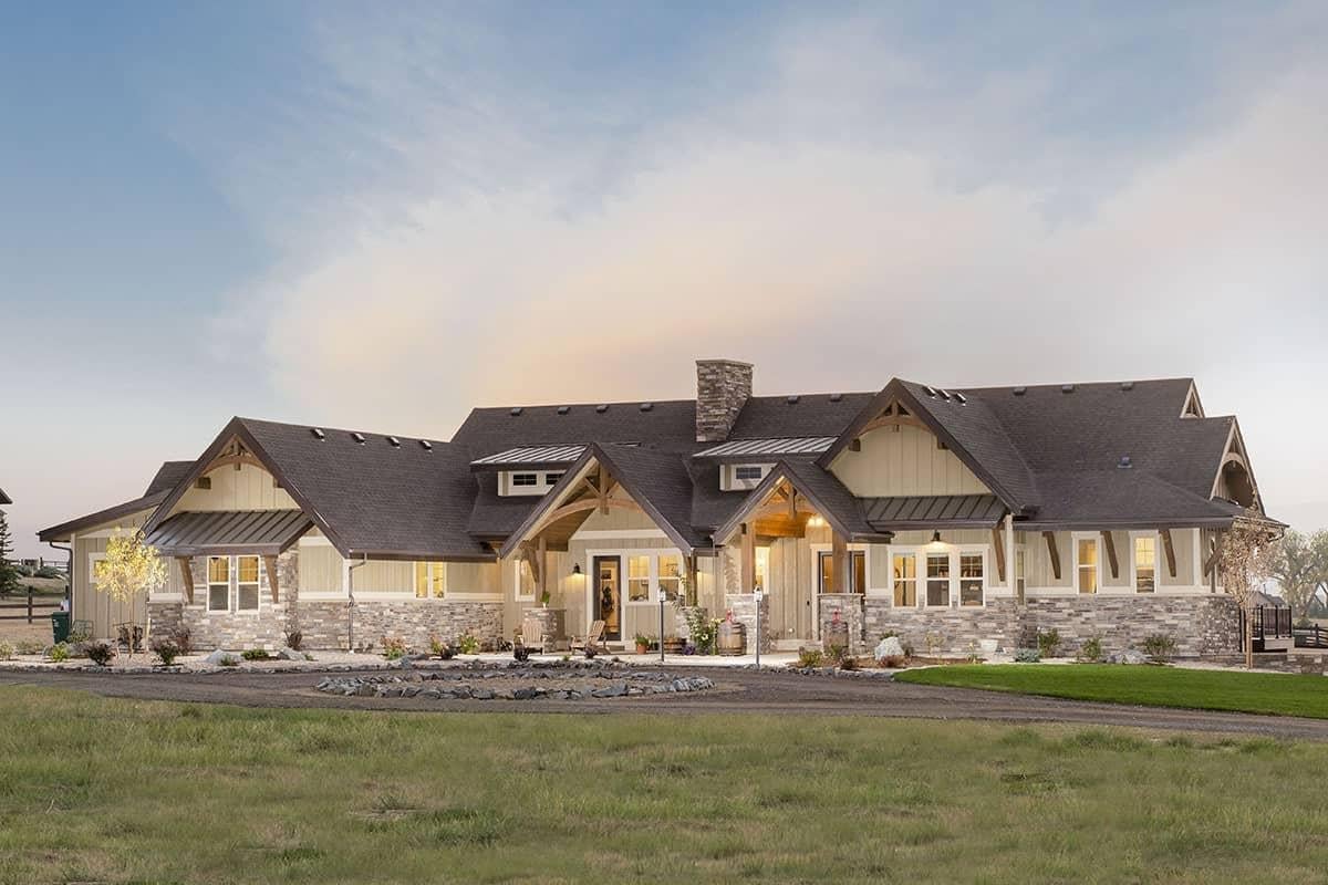 Craftsman-Inspired Home with Striking Stone Facade