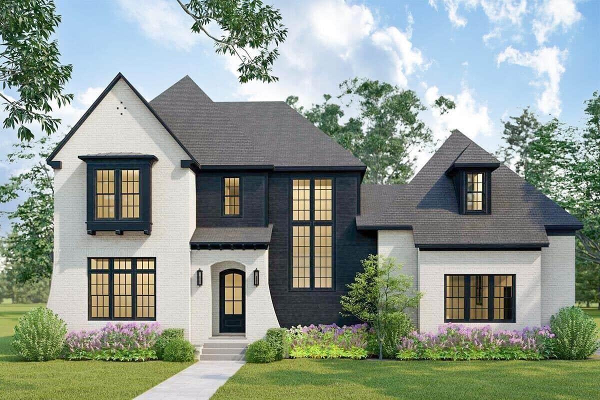 Check Out the Bold Contrast on This Modern Tudor Facade