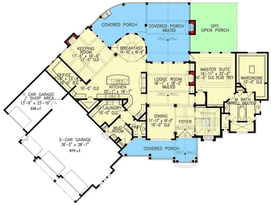 Explore This Spacious Floorplan with Dual Garages and a Vaulted Lodge Room
