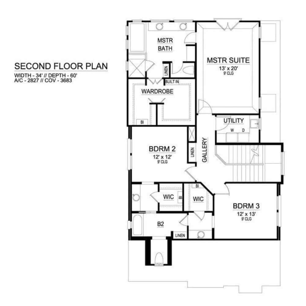Explore the Efficient Layout of This Second Floor Plan