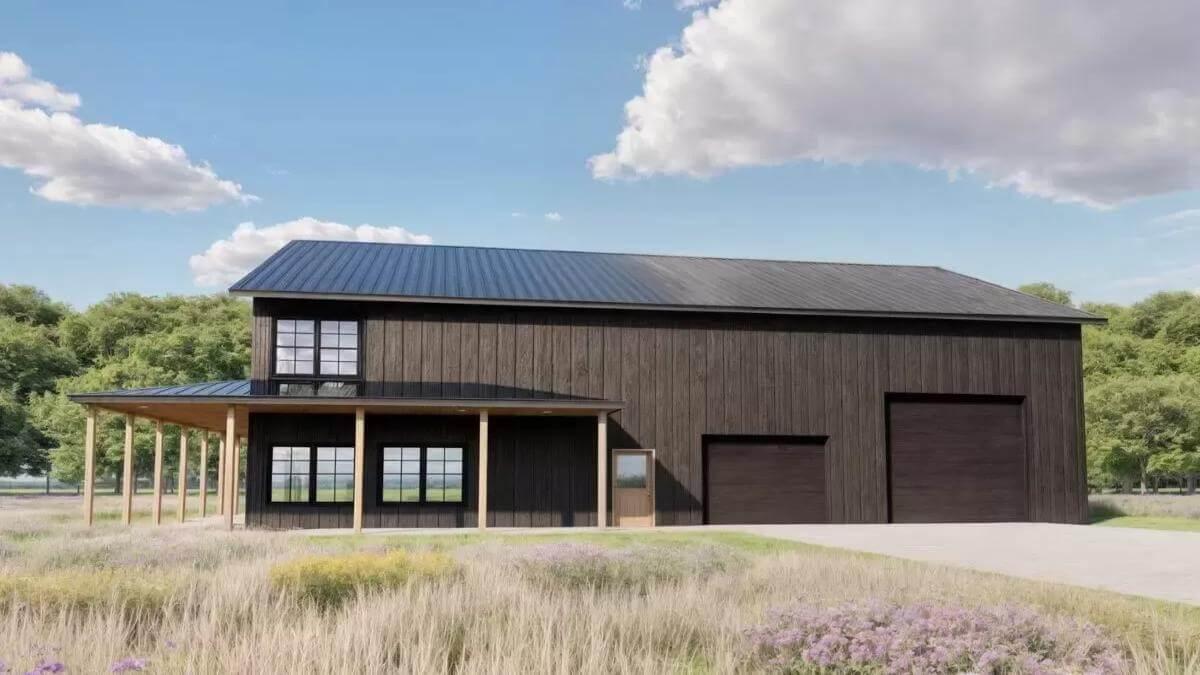 Modern Barn-Style Home with Sleek Black Facade
