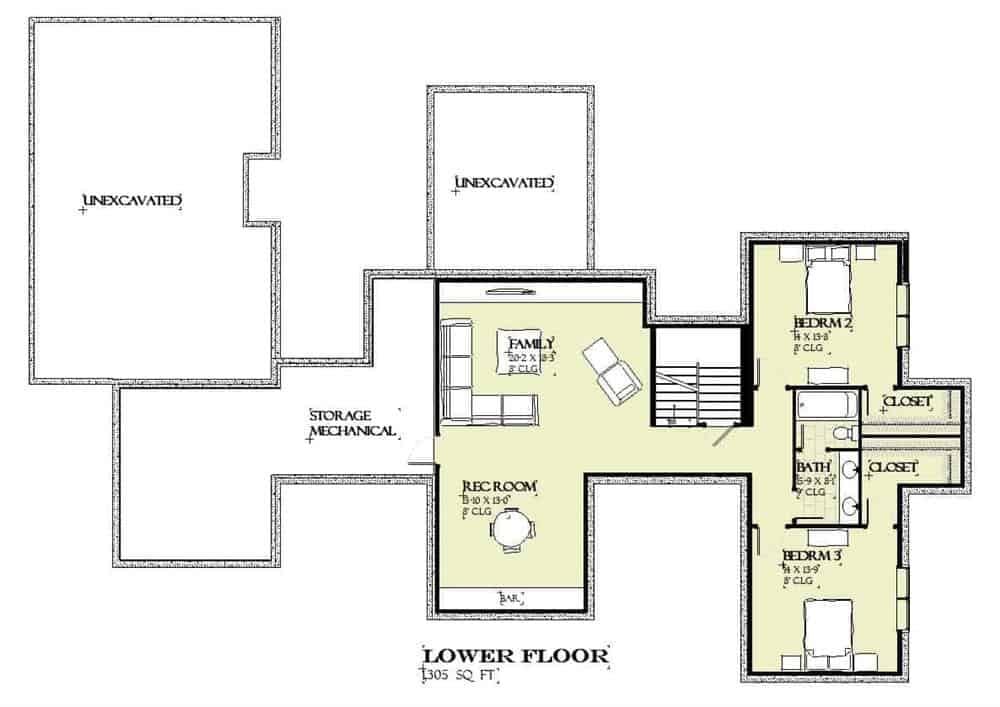 Explore the Functional Layout of This Lower Floor Plan