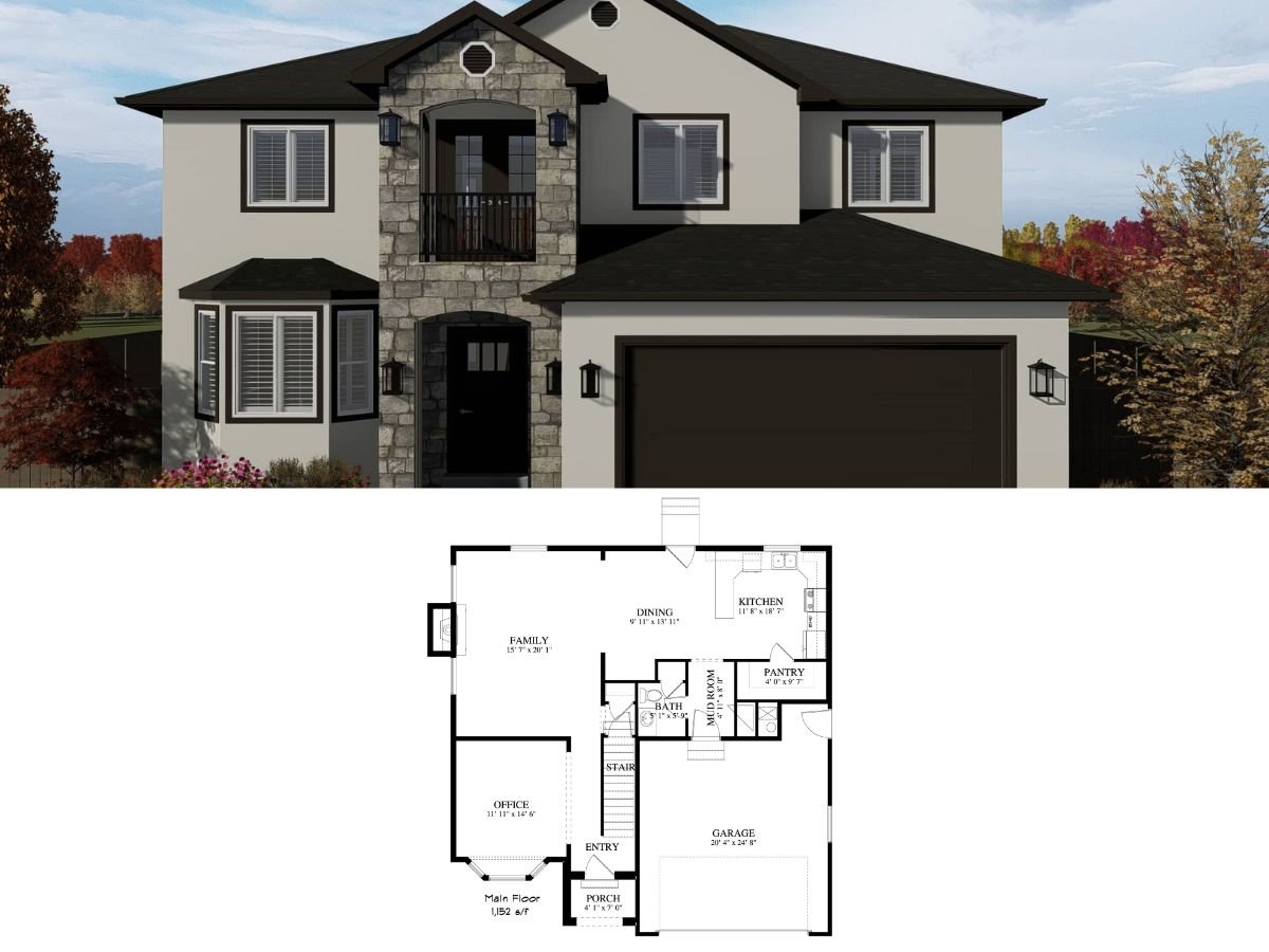 4-Bedroom Contemporary Rustic Home with Exercise Room (Floor Plan)
