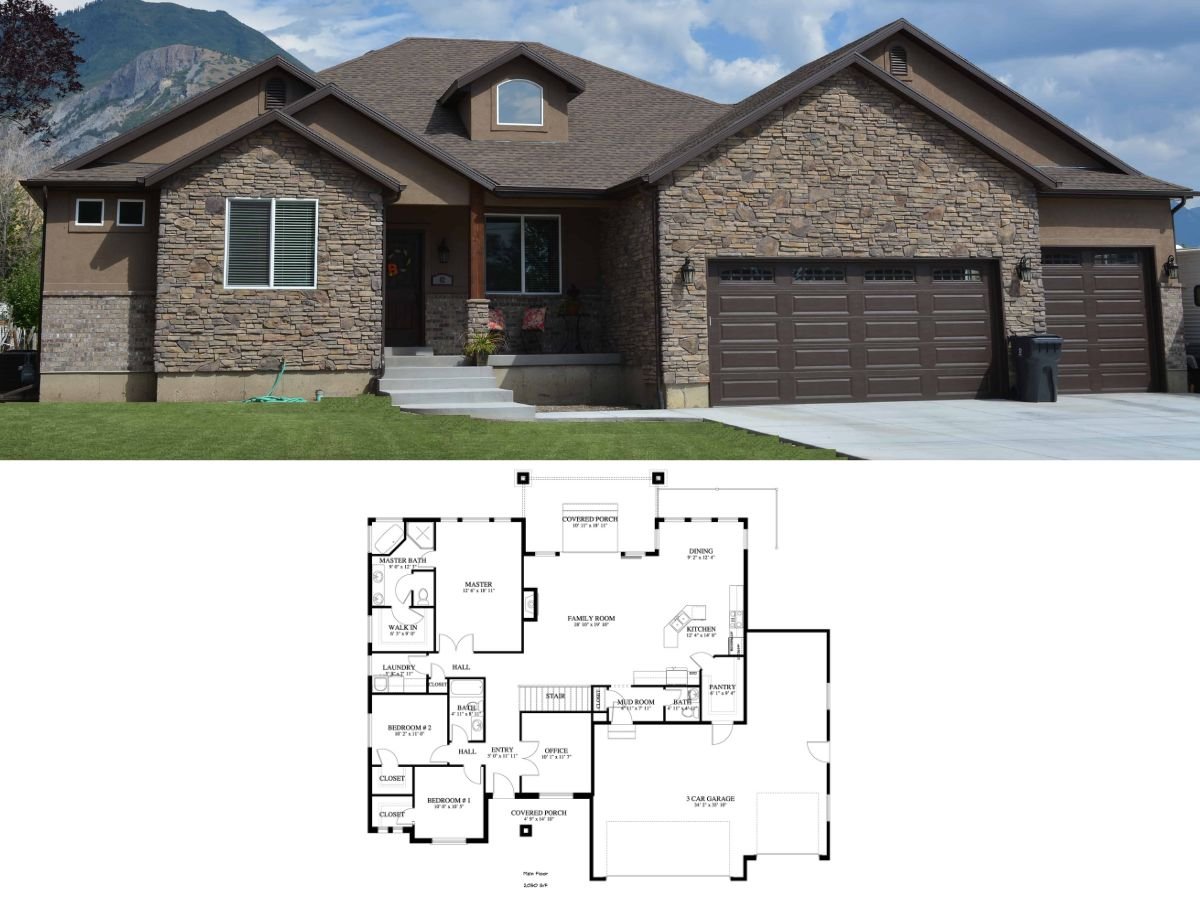 3-Bedroom Country Ranch Home with 3-Car Garage (2,050 Sq. Ft. Floor Plan)