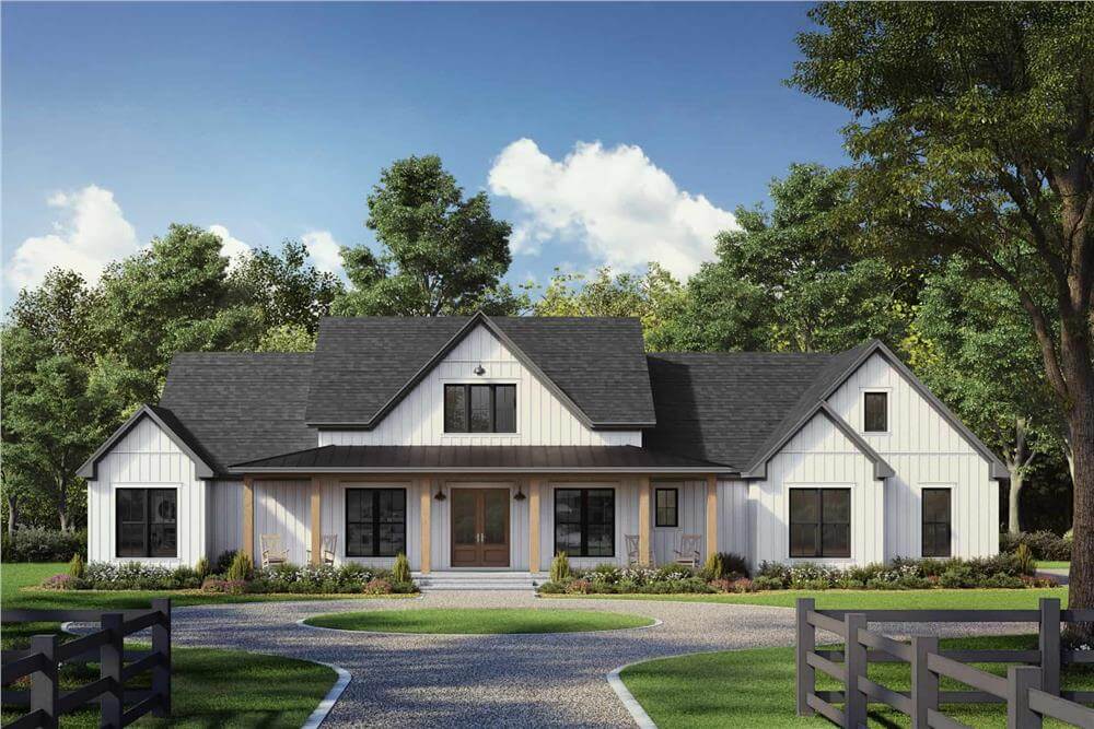 Modern Farmhouse-Style 4-Bedroom Home with Open Living Space and 3-Car Garage (Floor Plan)