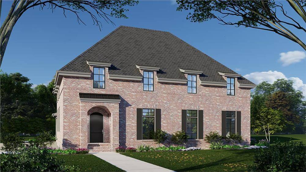4-Bedroom French-Country Style Home with Balcony and Covered Patio (Floor Plan)