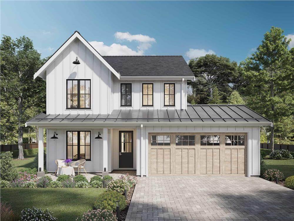 4-Bedroom Modern Farmhouse with Basement Expansion and Covered Patio (Floor Plan)