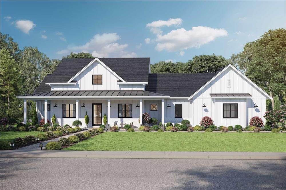Farmhouse-Style 3-Bedroom Home with Jack & Jill Bath and Covered Patio (Floor Plan)
