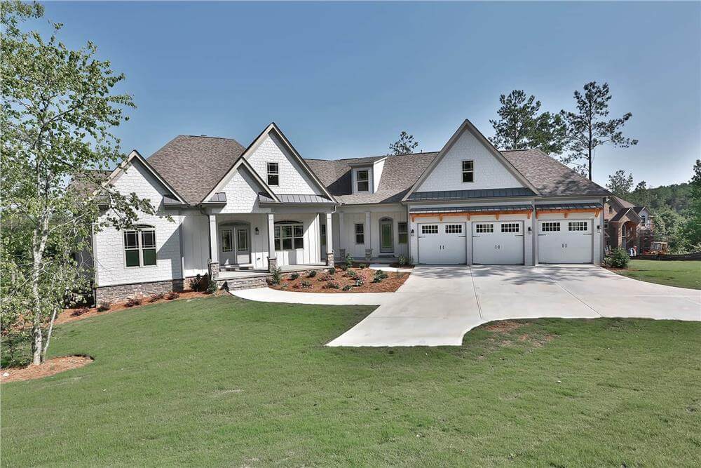 Craftsman-Style 3-Bedroom Home with Angled Garage and Lower Level Expansion (Floor Plan)