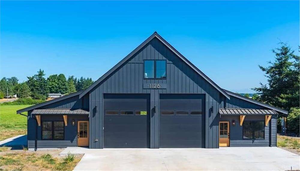 1-Bedroom Barndominium with Covered Patio and Oversized 2-Car Garage (Floor Plan)